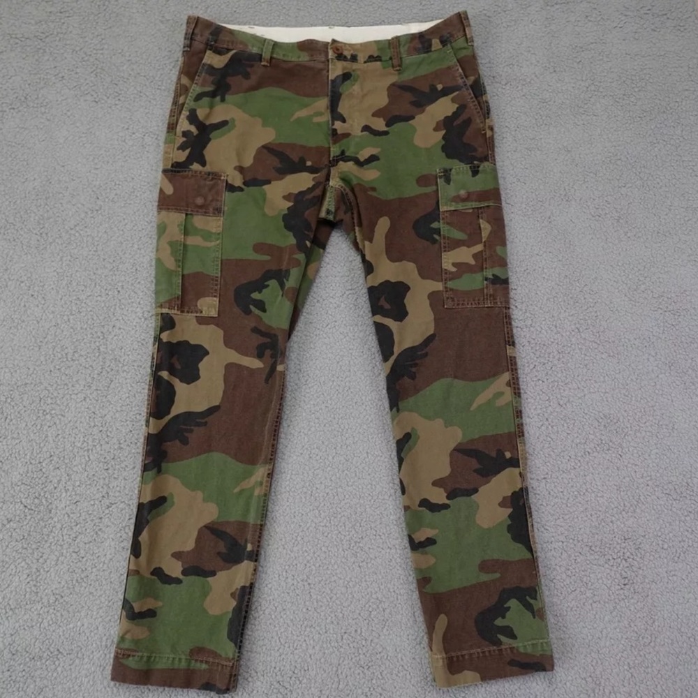 POLO Ralph Lauren Camo Canvas Cargo Slim Skinny Fit Pants Size 36X30